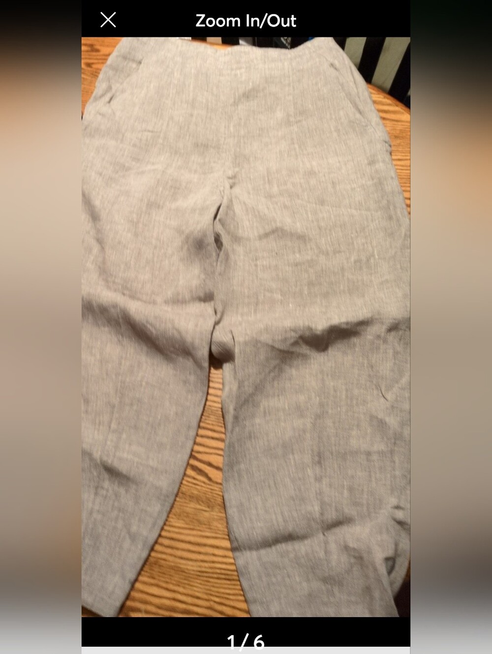 Ellen Tracy pinstripe gray/white linen pants